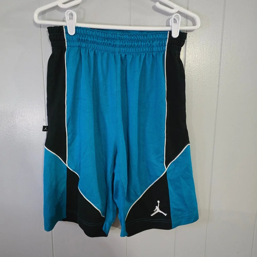 Jordan Basketball Shorts Mens Small‎ Teal Black Dri-FIT Mesh Jumpman Logo